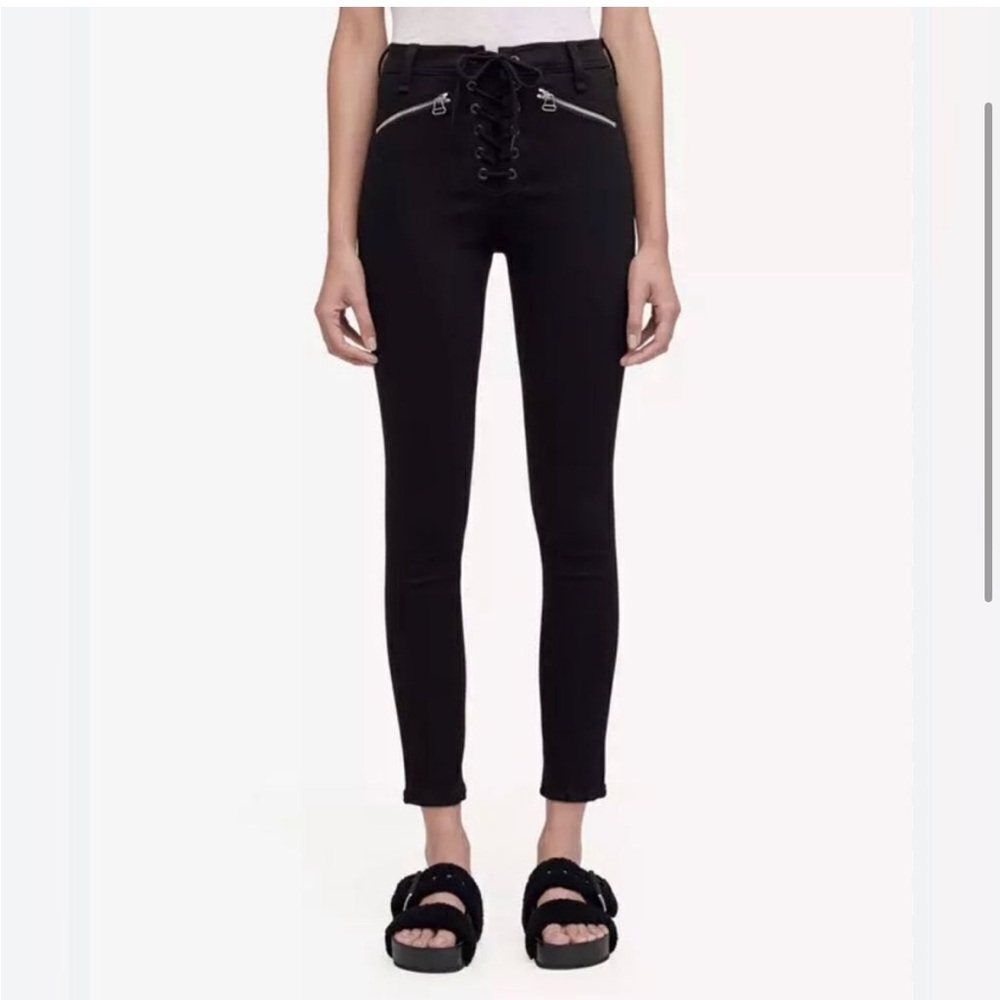 Rag & Bone Gia Black Lace-Up Skinny Pants sz 24